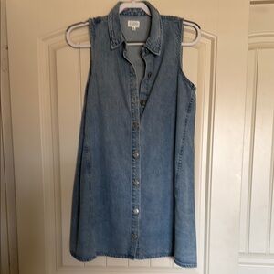 Sleeveless Denim Button-Down Dress